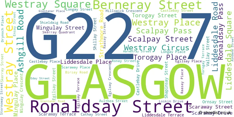 A word cloud for the G22 7 postcode